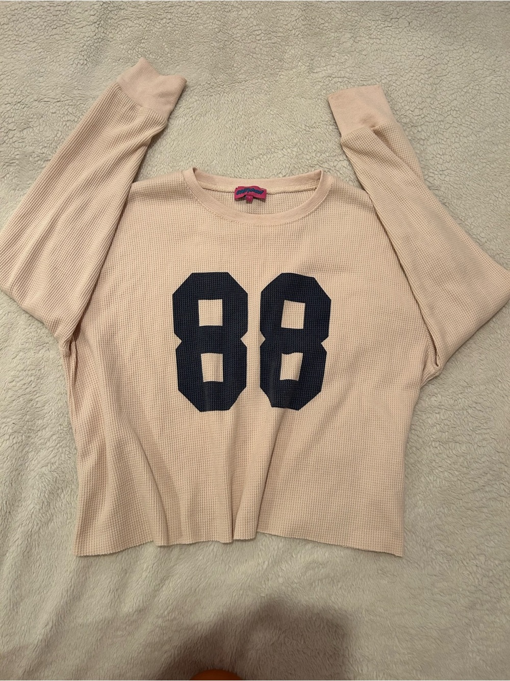 Edikted Pale Pink Waffle Knit Long Sleeve Top